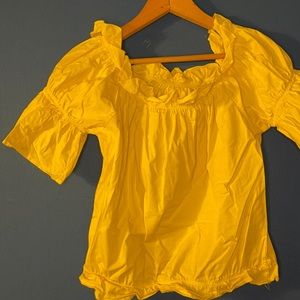 Yellow tight ruffled shirt